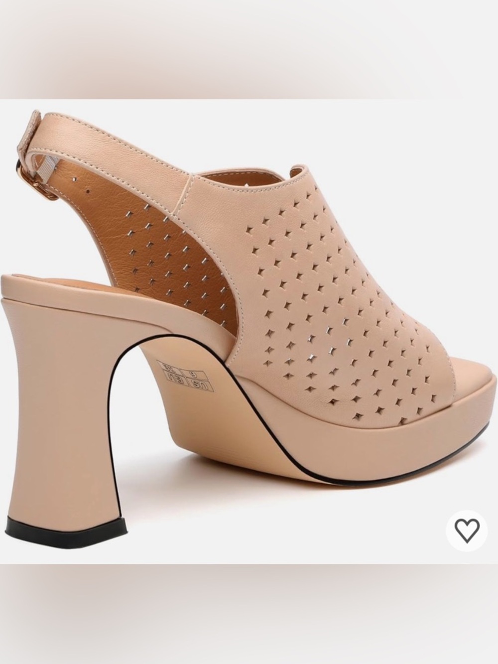 HeySoleModa Women's Beige Perforated Slingback Wedge Sandals